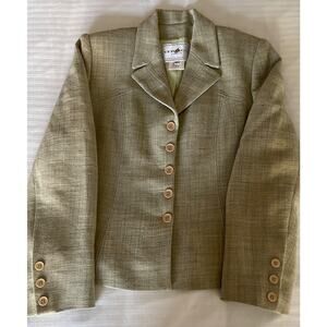 Vertigo Paris, 100% Laine Women's Blazer Medium Sage Green Made in France A+